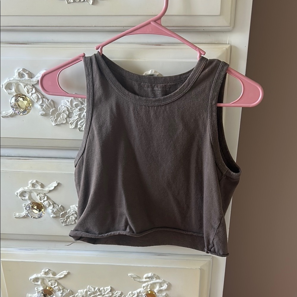 Brandy Melville Casual Sleeveless Brown Crop Top